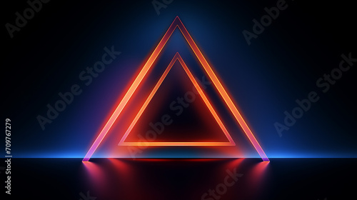 abstract geometric triangular neon background 3d render