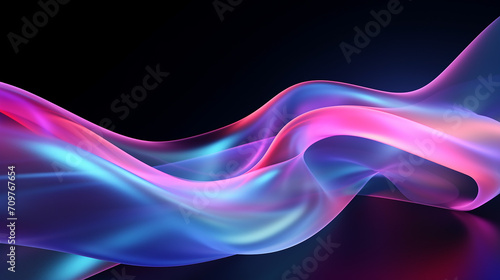 abstract neon background with wavy glowing 3d rendering