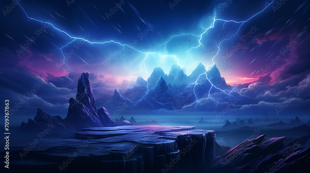 abstract landscape background with glowing 3d rendering