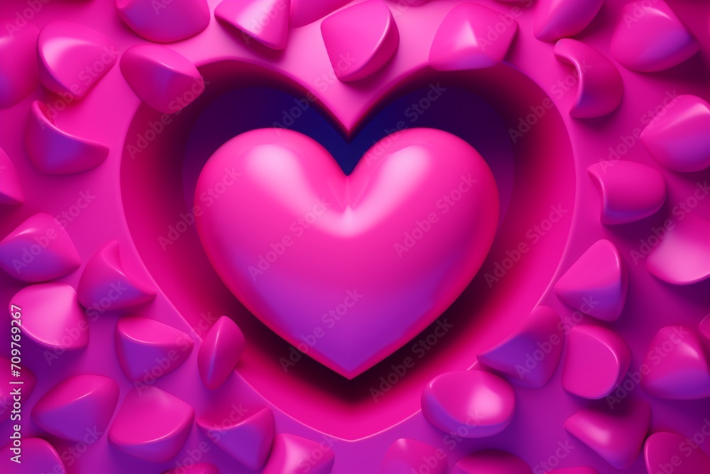 A pink heart shaped background with a hole in the middle