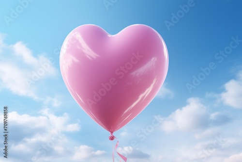 A pink heart shaped balloon with a hole in it