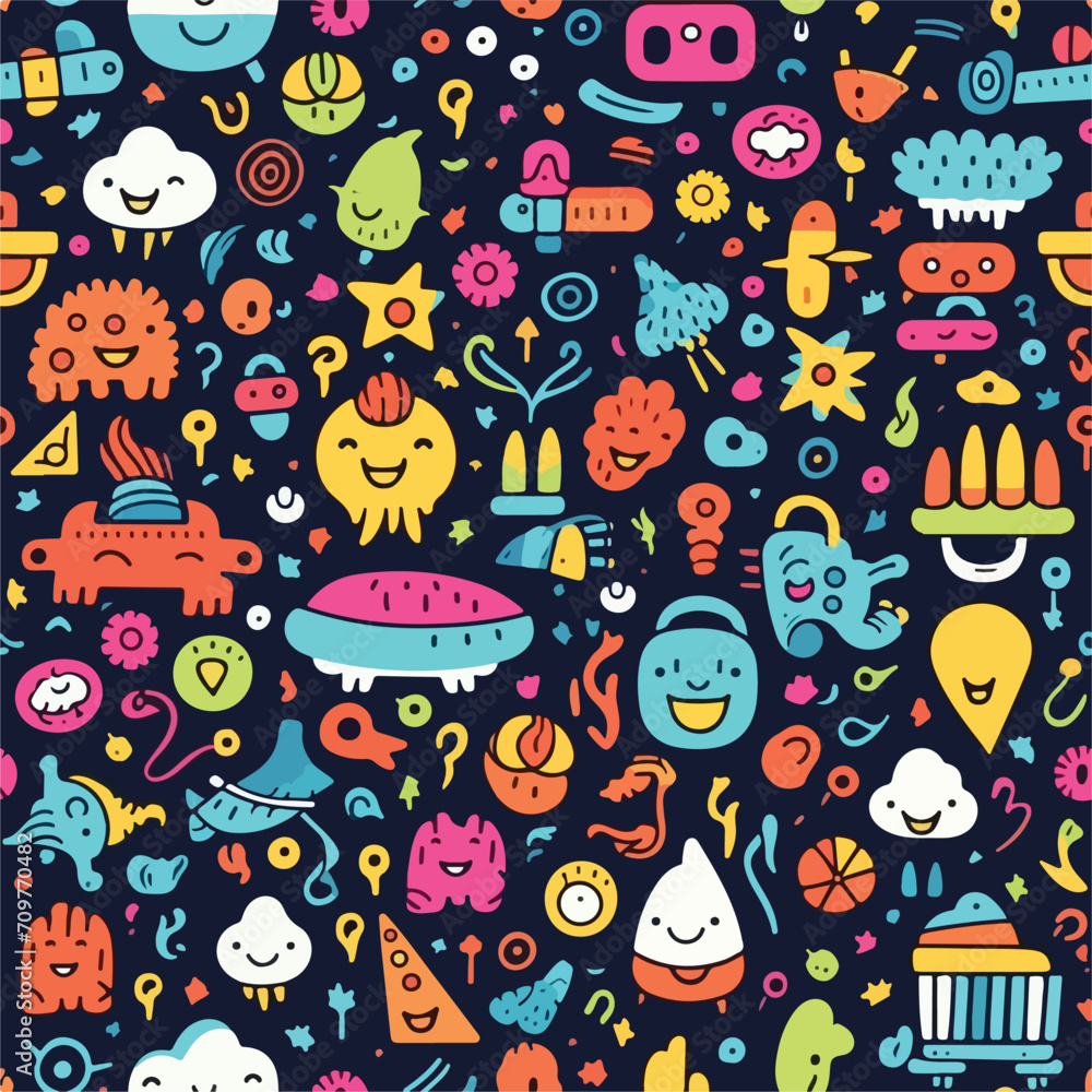 Abstract Hand Drawn Childish Drawing-like Vector Patterns