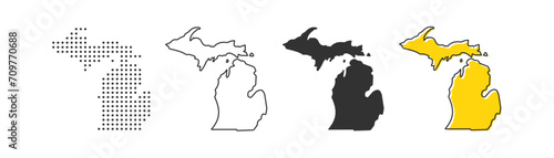 Michigan state map of USA country. Geography border of American town. Vector illustration.