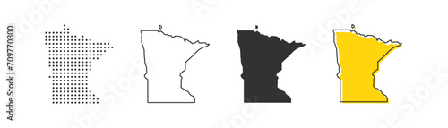 Minnesota state map of USA country. Geography border of American town. Vector illustration.