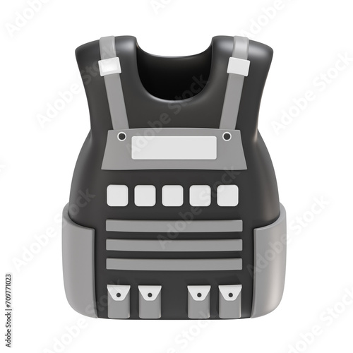 3d bulletproof vest icon illustration, transparent background, emergency and services 3d set