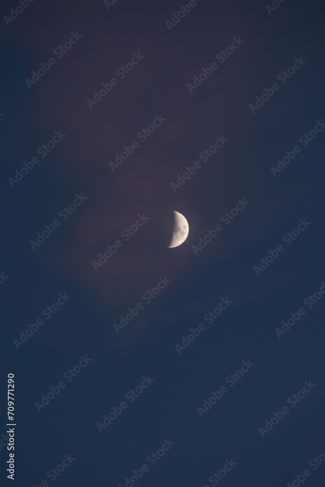 Half moon. Night photography