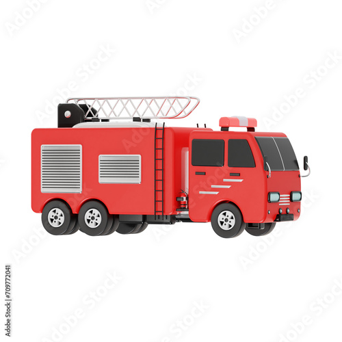 3d fire truck icon illustration  transparent background  emergency and services 3d set