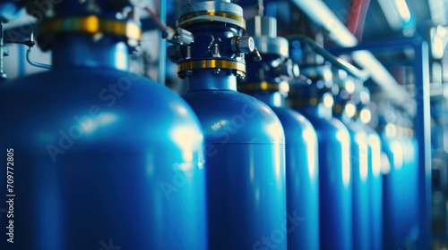 Cylinder compressed gases for oxygen, nitrogen, carbon dioxide, hydrogen and argon for welding and hospital photo