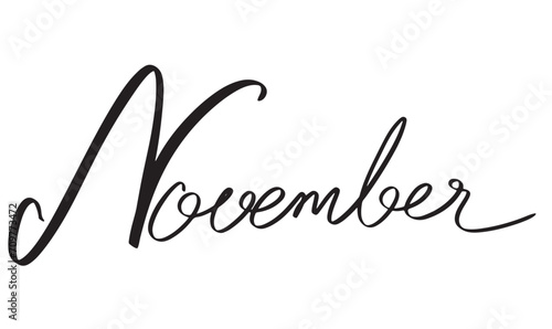 November month calligraphy text font hand written sign symbol decoration ornament november vector ilustration lettering typography thanksgiving  november black friday event party word drawn print 