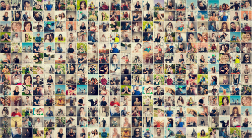 Collage, a collection of variety of people portraits social media pictures