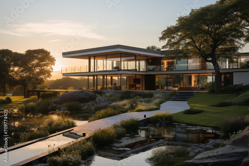 Modern house with a beautiful garden 