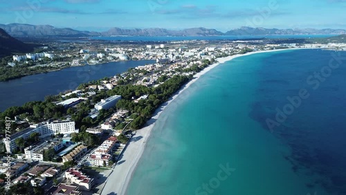 Playa de Muro beach in Alcudia bay aerial view photo