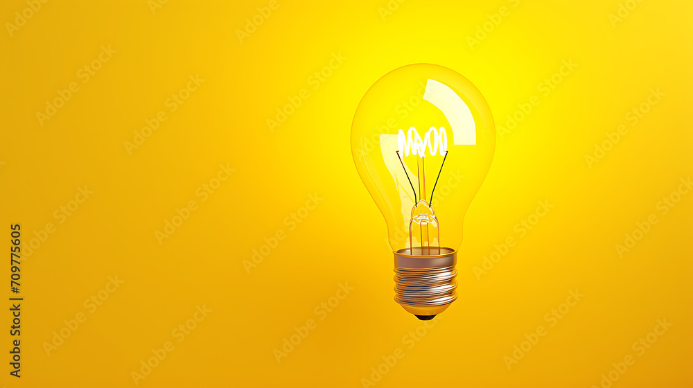 Light bulb floating on yellow background Light bulb floating on yellow background