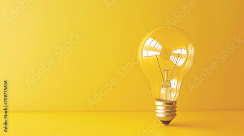 Light bulb floating on yellow background
