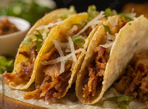 Mexican tacos with meat closeup photography
