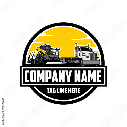 Hauling truck  Skid steer loader company  logo vector image