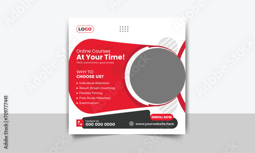 Modern social media post ads banner design template for online english language learning course facebook, instagram, ielts marketing advertisement 