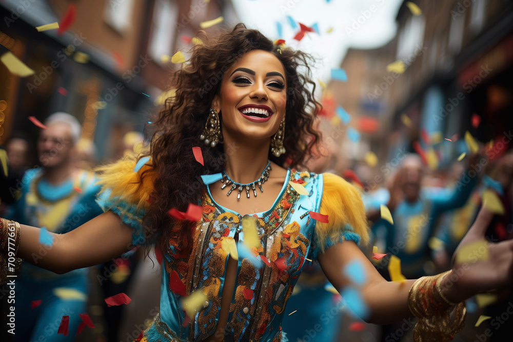 Carnival Samba Dancer Celebrating the Colorful Parade, Carnival Parade Ballet Dancer Transforms the Streets, Evoking the Spirit of Brazil Carnival Samba Dancer Celebrating the Colorful Parade, Carnival Parade Ballet Dancer Transforms the Streets, Evoking the Spirit of Brazil