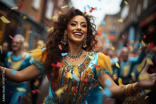 Carnival Samba Dancer Celebrating the Colorful Parade, Carnival Parade Ballet Dancer Transforms the Streets, Evoking the Spirit of Brazil