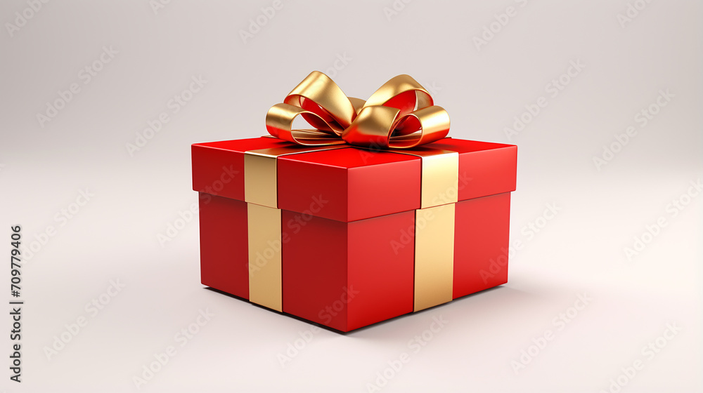 3d rendered red gift box with gold ribbon 3d rendered red gift box with gold ribbon