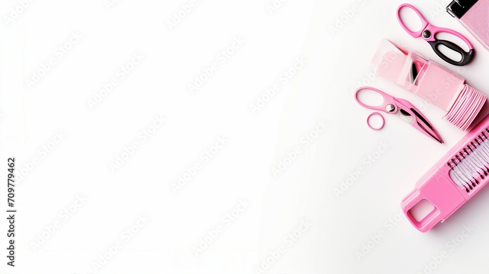 Explore Creativity with Pink-Themed School Supplies on a Neat Desk - Top View Back to School Concept with Copyspace Explore Creativity with Pink-Themed School Supplies on a Neat Desk - Top View Back to School Concept with Copyspace