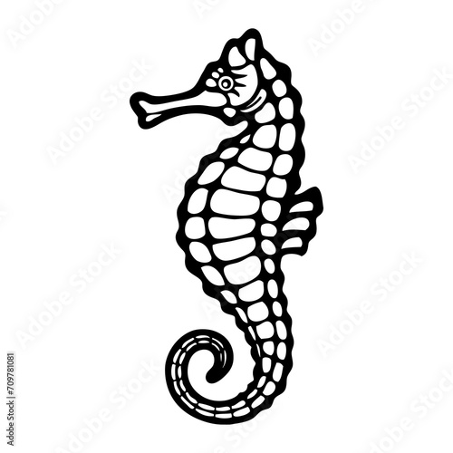 seahorse line vector illustration