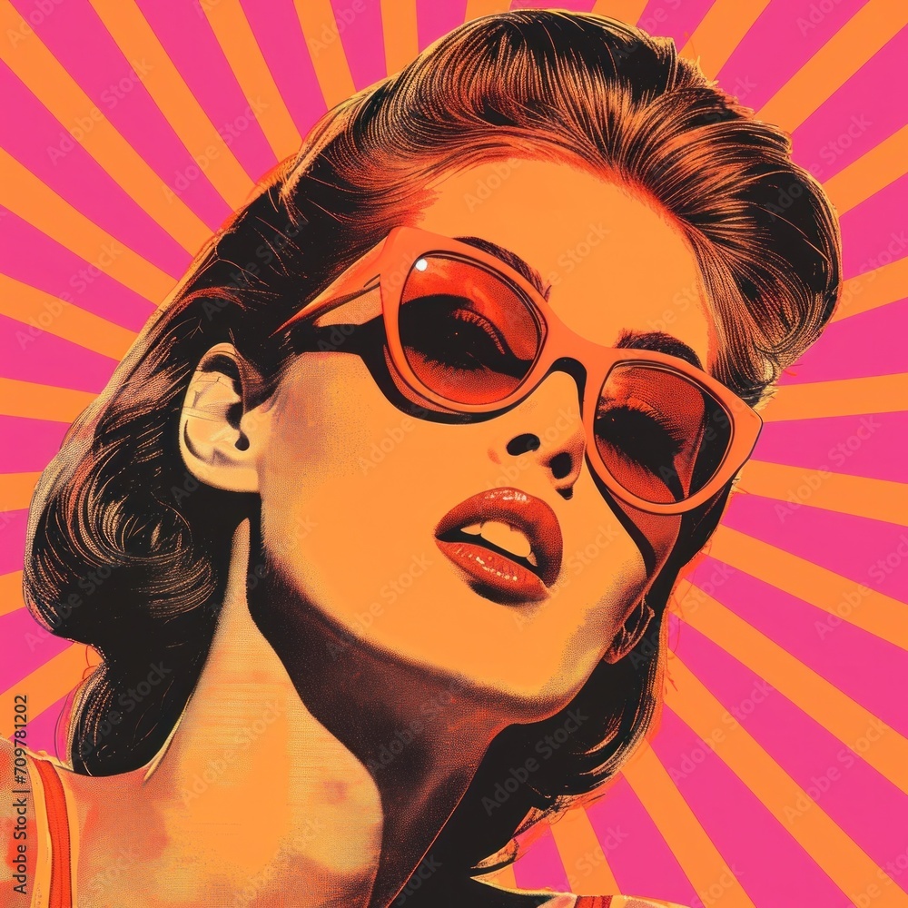 Sixties style illustration of a female model