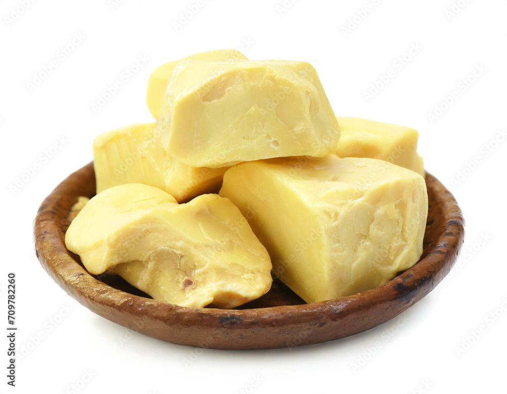 Kakaobutter isoliert auf weißen Hintergrund, Freisteller Kakaobutter isoliert auf weißen Hintergrund, Freisteller
