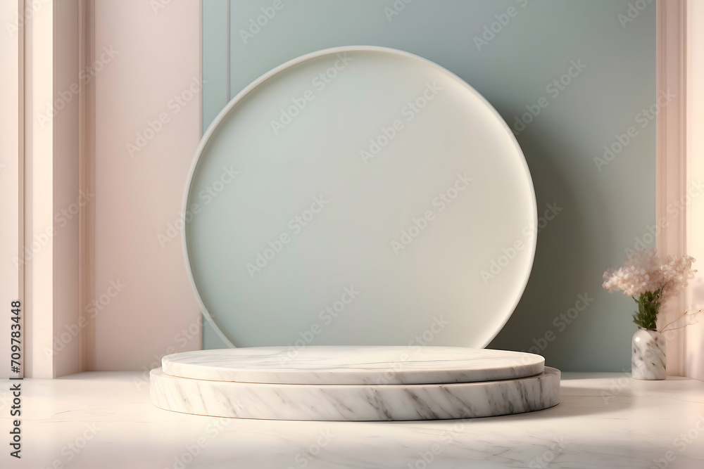 Elegant scene featuring a oval podium enhanced by shadows. Studio showroom pedestal. Minimal scene mockup for product display presentation. Elegant scene featuring a oval podium enhanced by shadows. Studio showroom pedestal. Minimal scene mockup for product display presentation.