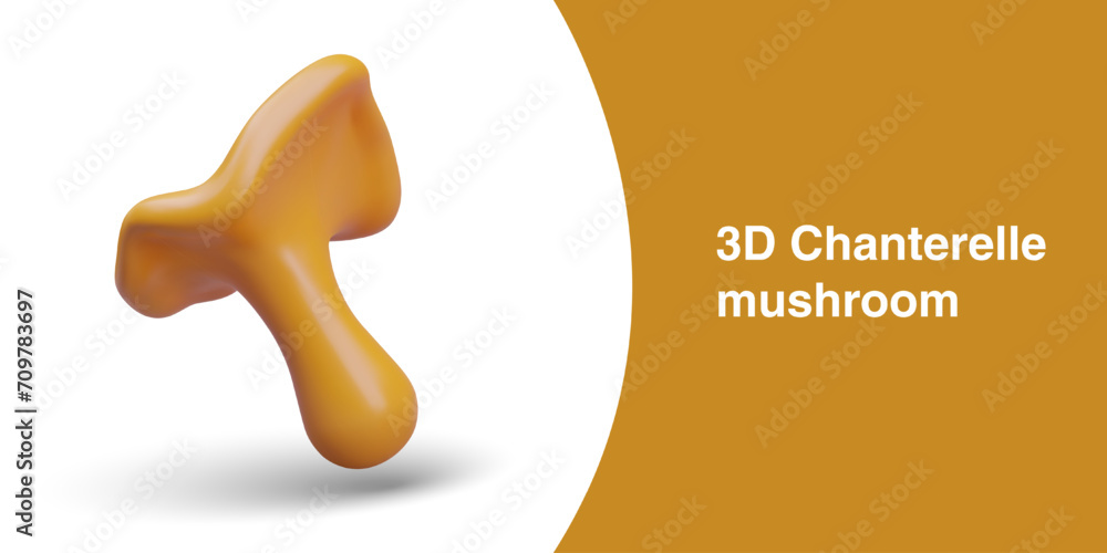 Realistic yellow chanterelle. Mushroom season concept. Illustration for vegetarian recipes. Gourmet cuisine. Vector color element for autumn web design Realistic yellow chanterelle. Mushroom season concept. Illustration for vegetarian recipes. Gourmet cuisine. Vector color element for autumn web design