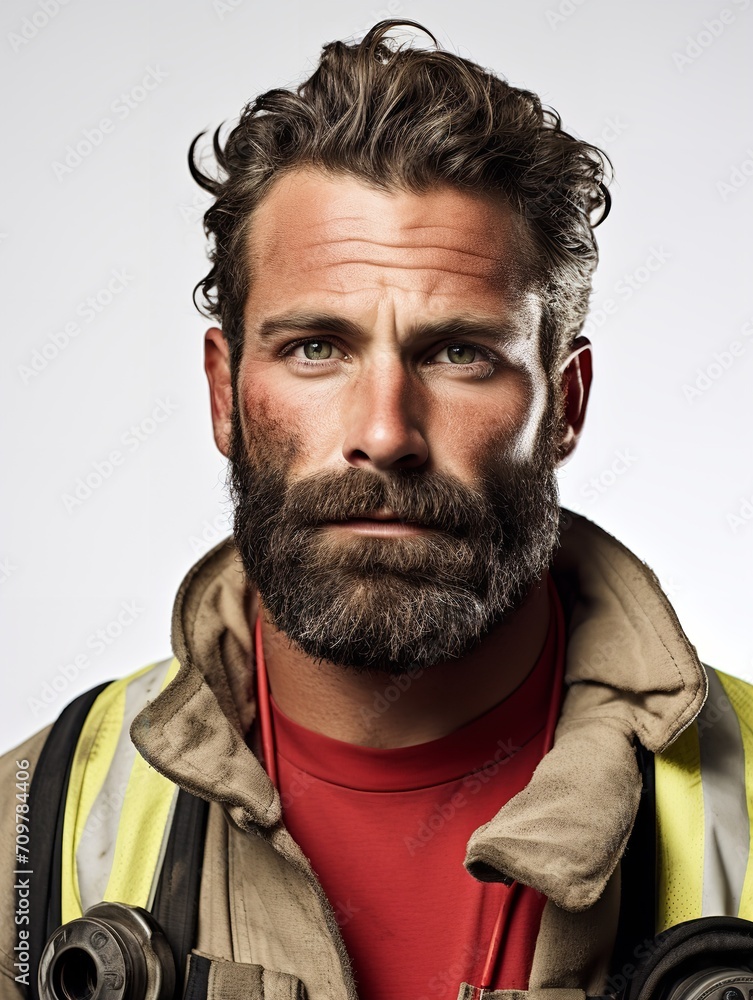 Brave Male Firefighter in Action, AI Generated Brave Male Firefighter in Action, AI Generated