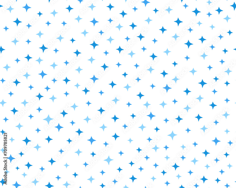 Seamless pattern with stars. Simple minimalistic pattern. Blue stars on a white background. Design for wrapping paper, fabric.