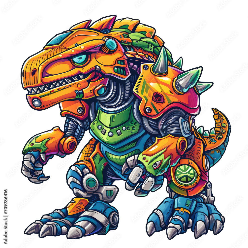 Fototapeta premium Robot monster illustration design, used in clothing design, transparent background, Ai generated image