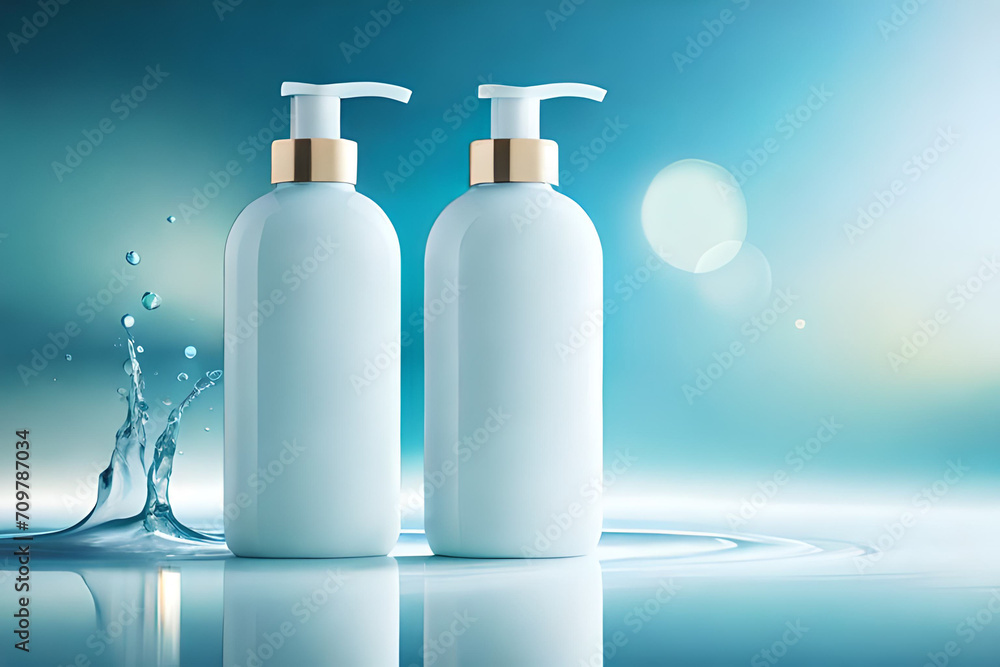 cosmetic squeeze dispenser shampoo bottle , blue tones cosmetic squeeze dispenser shampoo bottle , blue tones