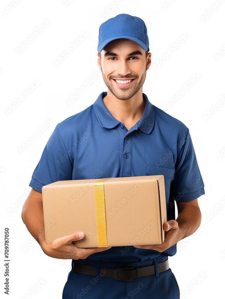 Male Postman Delivering Package, AI Generated Male Postman Delivering Package, AI Generated