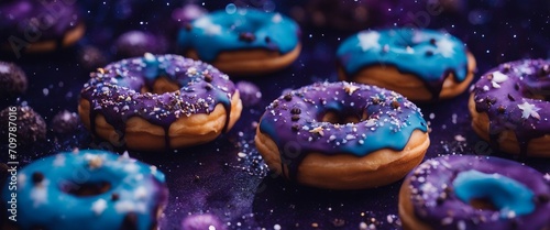 Galaxy Donuts, donuts with a mesmerizing, swirling galaxy-inspired icing, featuring deep blues