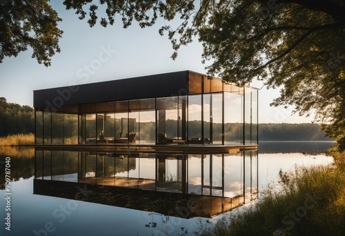 Glass-Walled Retreat Overlooking the Masurian Lakes, the tranquil waters and lush surroundings © vanAmsen