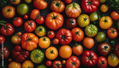 Heirloom Tomatoes, in a variety of colors and shapes, with a richer and sweeter flavor photo