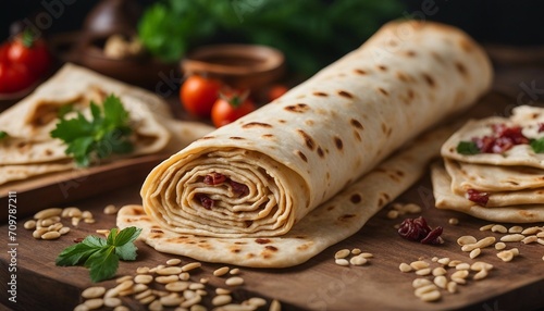 Lavash from Armenia, a thin, soft flatbread, often rolled with various fillings