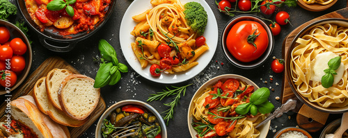 Vászonkép Assortment of traditional Italian dishes. Italian food
