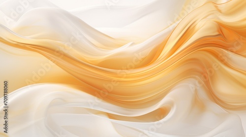 A play of light and color unfolds in this high-definition image, as abstract white and golden liquids create a lavish wavy backdrop.