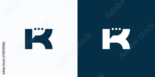 Letter K initial vector logo design with hidden chat bubble