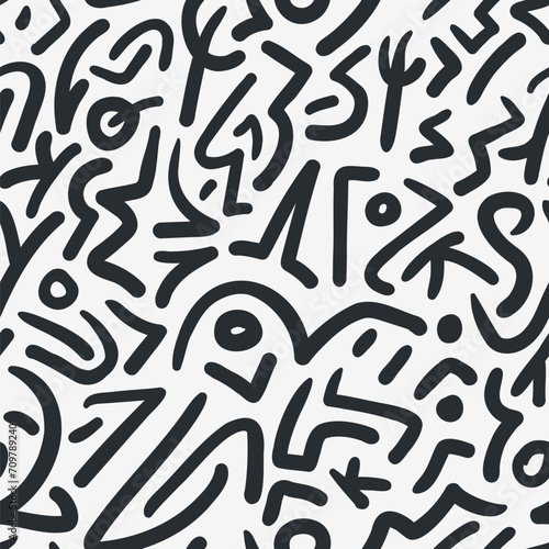 Hand Drawn Abstract Seamless Pattern. Ethnic Background in African Style - Great for Fabric, Wallpapers, Wrapping. Vector Backdrop