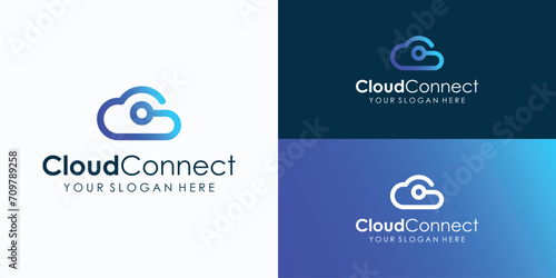 Technology connection cloud vector logo design