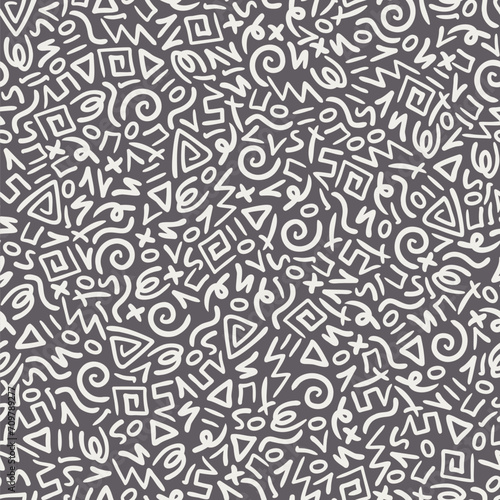 Hand Drawn Abstract Seamless Pattern. Ethnic Background in African Style - Great for Fabric, Wallpapers, Wrapping. Vector Backdrop