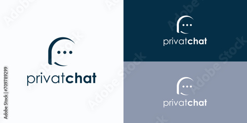 Initial letter P chat bubble vector logo design photo