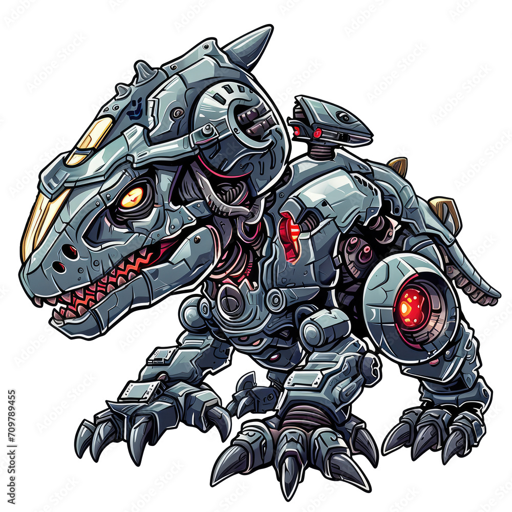 Fototapeta premium Robot monster illustration design, used in clothing design, transparent background, Ai generated image