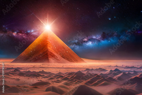  outer space pyramid   glowing nebulas    mystical alien world