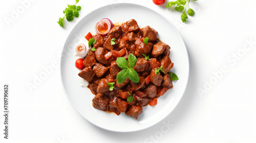 Plate with delicious goulash