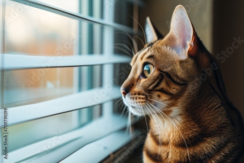 Wallpaper Mural Bengal Cat looking out the window Torontodigital.ca